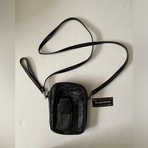 Michael Michelle Soft Genuine Leather mens crossbody bag, black